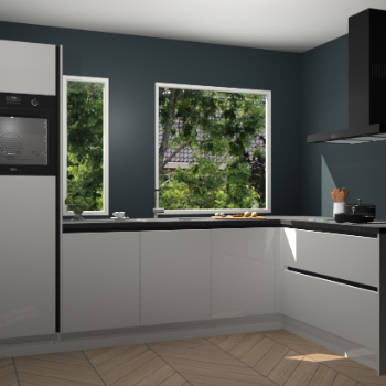 Zijdegrijze hoogglans greeploze keuken Cannes 75195