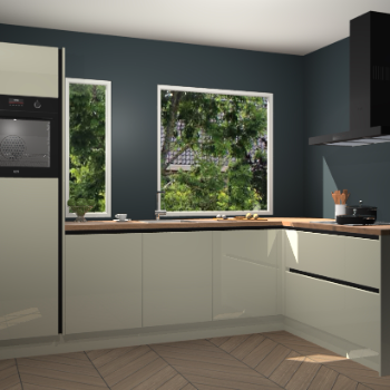 Magnolia hoogglans greeploze keuken Cannes 75243