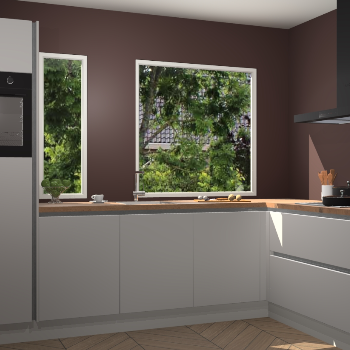 Zijdegrijze greeploze keuken Cannes 73003