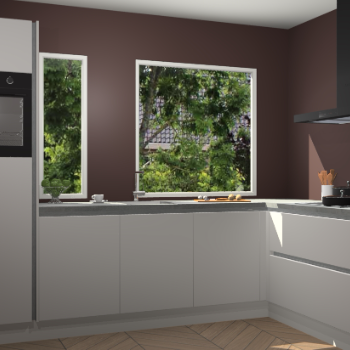 Zijdegrijze greeploze keuken Cannes 73016