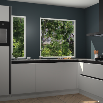 Zijdegrijze greeploze keuken Cannes 73031