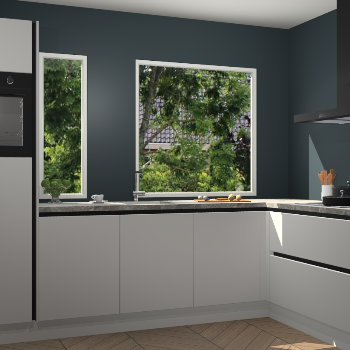 Zijdegrijze greeploze keuken Cannes 73056