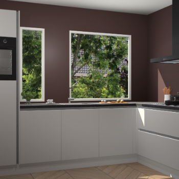 Zijdegrijze greeploze keuken Cannes 73087