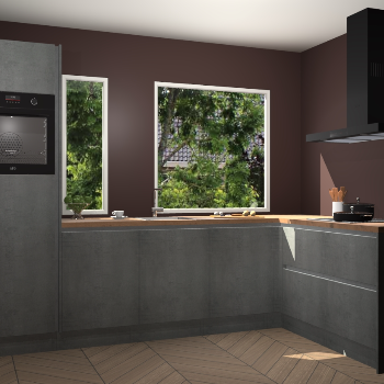 Beton parelgrijs greeploze keuken Cannes 75026