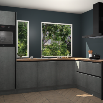 Beton parelgrijs greeploze keuken Cannes 75029