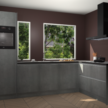 Beton parelgrijs greeploze keuken Cannes 75044