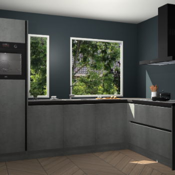 Beton parelgrijs greeploze keuken Cannes 75047