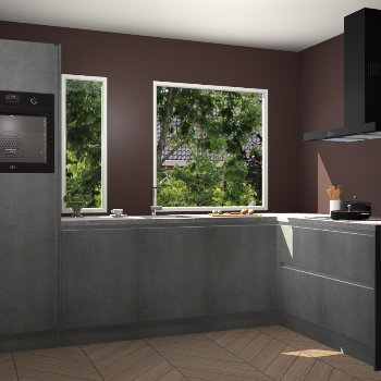 Beton parelgrijs greeploze keuken Cannes 75056