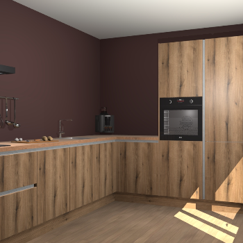 Goud Eiken greeploze keuken Portland 77338