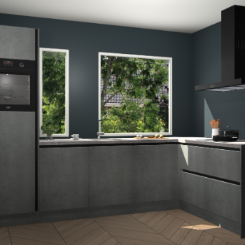 Beton parelgrijs greeploze keuken Cannes 75059