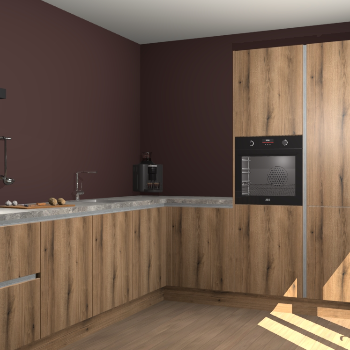 Goud Eiken greeploze keuken Portland 77406