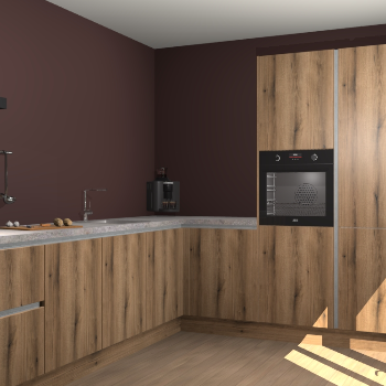 Goud Eiken greeploze keuken Portland 77418