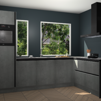 Beton parelgrijs greeploze keuken Cannes 75065