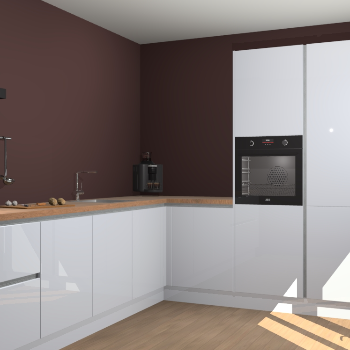 Sneeuwwitte hoogglans greeploze keuken Portland 77695