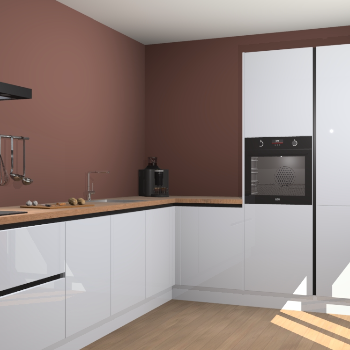 Sneeuwwitte hoogglans greeploze keuken Portland 77700