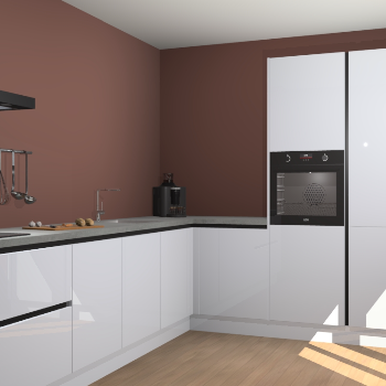 Sneeuwwitte hoogglans greeploze keuken Portland 77746