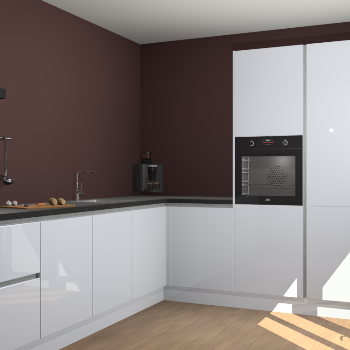 Sneeuwwitte hoogglans greeploze keuken Portland 77755