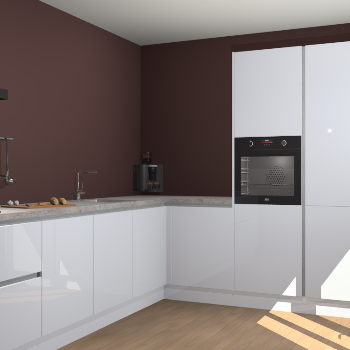 Sneeuwwitte hoogglans greeploze keuken Portland 77780