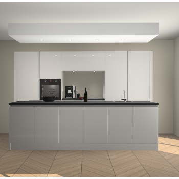 Zijdegrijze hoogglans greeploze keuken Lodz 40866