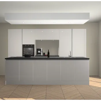 Zijdegrijze hoogglans greeploze keuken Lodz 40866