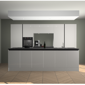 Zijdegrijze hoogglans greeploze keuken Lodz 59168