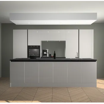 Zijdegrijze hoogglans greeploze keuken Lodz 59168
