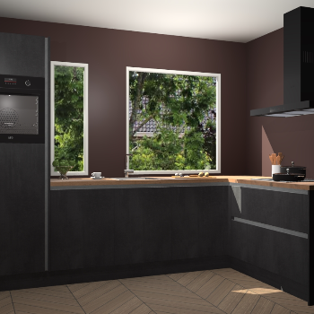 Beton zwarte greeploze keuken Cannes 79042