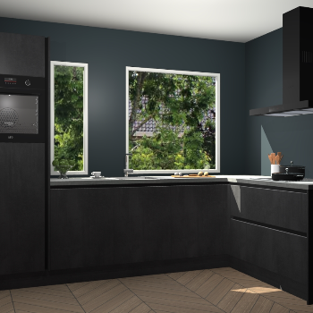 Beton zwarte greeploze keuken Cannes 79064