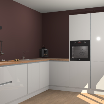 Zijdegrijze hoogglans greeploze keuken Portland 77835