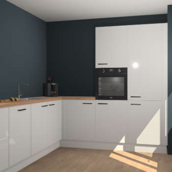 Zijdegrijze hoogglans keuken Portland 77836