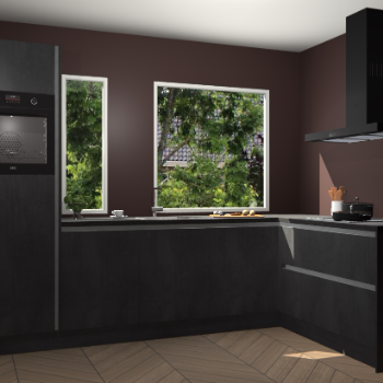 Beton zwarte greeploze keuken Cannes 79067