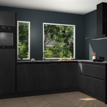 Beton zwarte greeploze keuken Cannes 79070