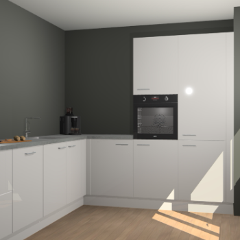 Zijdegrijze hoogglans keuken Portland 77847