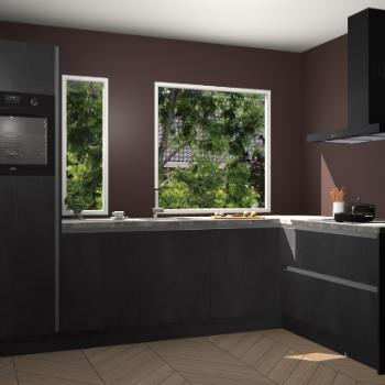 Beton zwarte greeploze keuken Cannes 79073