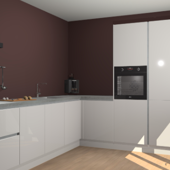 Zijdegrijze hoogglans greeploze keuken Portland 77848