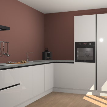 Zijdegrijze hoogglans greeploze keuken Portland 77851