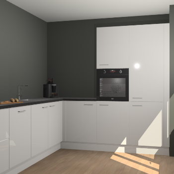 Zijdegrijze hoogglans keuken Portland 77859