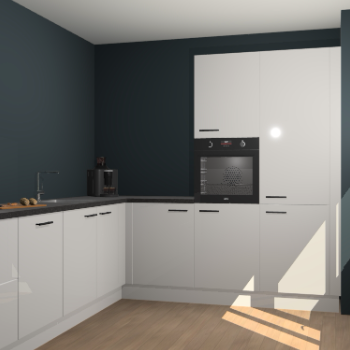 Zijdegrijze hoogglans keuken Portland 77861