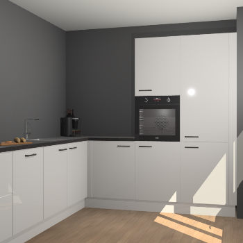 Zijdegrijze hoogglans keuken Portland 77863