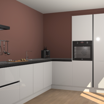 Zijdegrijze hoogglans greeploze keuken Portland 77865