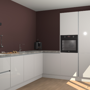 Zijdegrijze hoogglans greeploze keuken Portland 77917