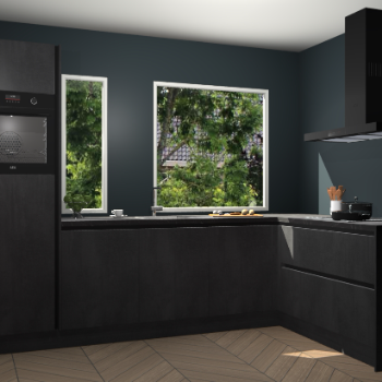 Beton zwarte greeploze keuken Cannes 79088