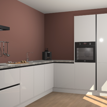 Zijdegrijze hoogglans greeploze keuken Portland 77920