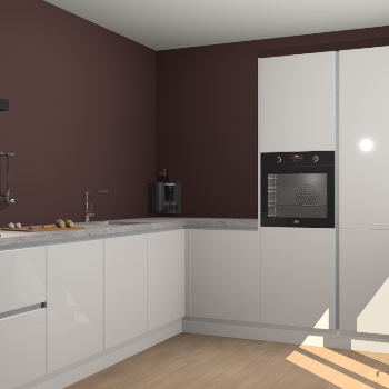 Zijdegrijze hoogglans greeploze keuken Portland 77935