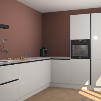 Zijdegrijze hoogglans greeploze keuken Portland 77938