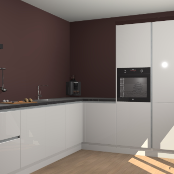 Zijdegrijze hoogglans greeploze keuken Portland 77947