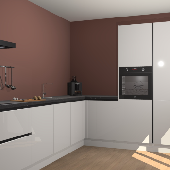 Zijdegrijze hoogglans greeploze keuken Portland 77950