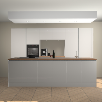 Zijdegrijze hoogglans greeploze keuken Lodz 62488