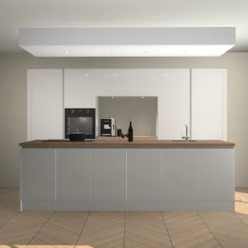 Zijdegrijze hoogglans greeploze keuken Lodz 62488