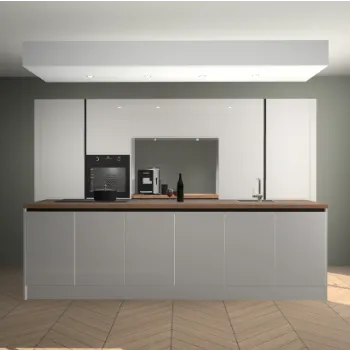 Zijdegrijze hoogglans greeploze keuken Lodz 62491
